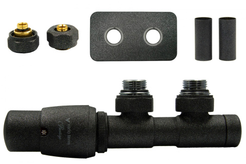 Zawór termostatyczny 50mm TWINS antracyt lewy Pex All in One Zawór termostatyczny 50mm TWINS antracyt lewy Pex All in One