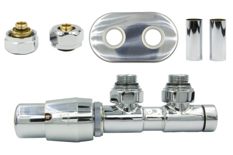 Zawór termostatyczny 50mm TWINS chrom lewy Pex All in One Zawór termostatyczny 50mm TWINS chrom lewy Pex All in One