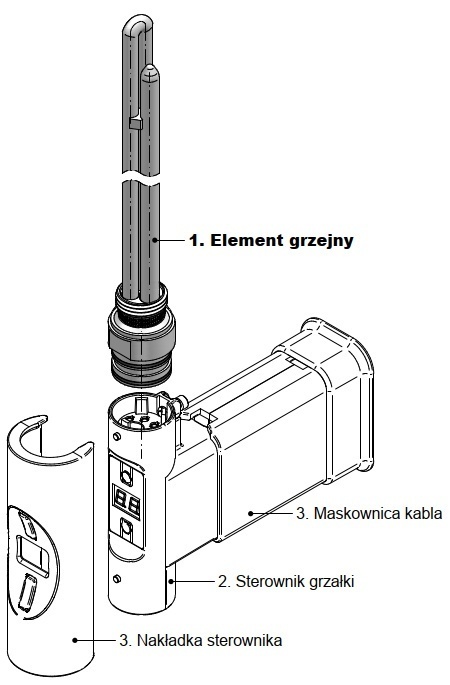 Grzałka elektryczna do grzejnika 300W czarna owal H+E VARIO TERM Grzałka elektryczna do grzejnika 300W czarna owal H+E VARIO TERM
