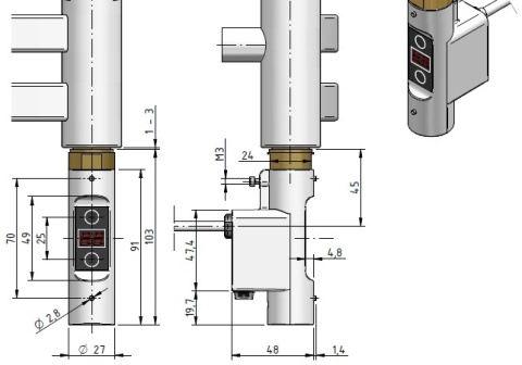 Grzałka elektryczna do grzejnika 300W czarna owal H+E VARIO TERM Grzałka elektryczna do grzejnika 300W czarna owal H+E VARIO TERM