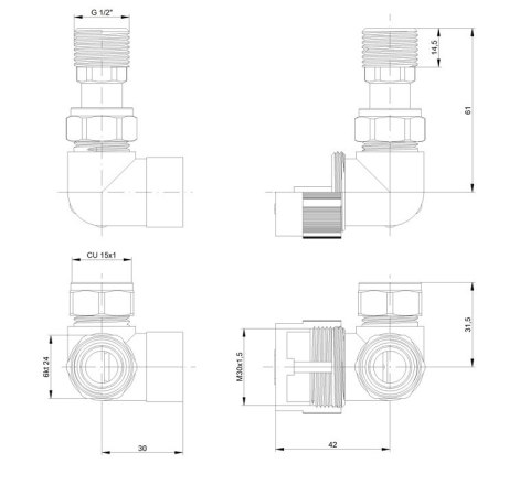 Zawór termostatyczny trójosiowy chrom TULLY z maskownicą Zawór termostatyczny trójosiowy chrom TULLY z maskownicą
