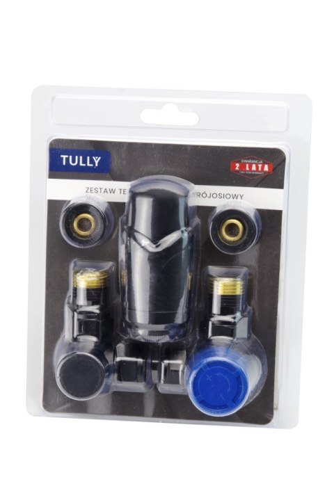 Zawór termostatyczny trójosiowy czarny TULLY z maskownicą Zawór termostatyczny trójosiowy czarny TULLY z maskownicą
