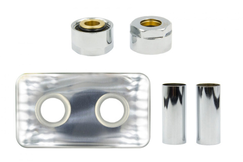 Zestaw maskujący rozety + tuleje + złączki Cu x GW3/4 chrom Zestaw maskujący rozety + tuleje + złączki Cu x GW3/4 chrom