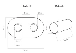 Zestaw maskujący rozety + tuleje + złączki Cu x GW3/4 czarny mat Twins/Unico