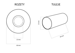 Zestaw maskujący rozety+tuleje+złączki M22x1,5 x GZ 1/2 czarny strukturalny