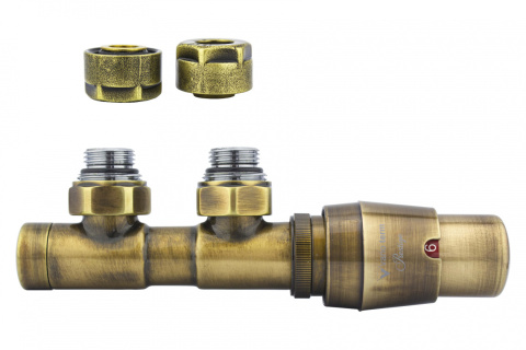 Zawór termostatyczny 50mm TWINS mosiądz antyczny prawy Cu Zawór termostatyczny 50mm TWINS mosiądz antyczny prawy Cu