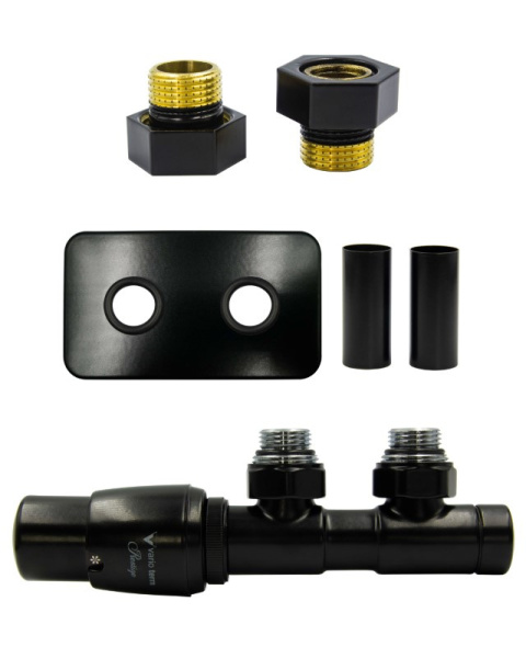 Zawór termostatyczny 50mm TWINS czarny mat lewy GZ1/2 All in One