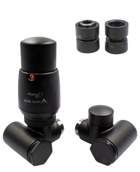 Zawór termostatyczny do grzałki 50mm INTEGRA czarny strukturalny lewy GW1/2 Zawór termostatyczny do grzałki 50mm INTEGRA czarny strukturalny lewy GW1/2