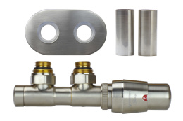 Zawór termostatyczny 50mm TWINS nikiel szlifowany prawy All in One bez złączek