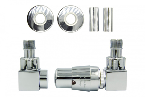Zawór termostatyczny trójosiowy Quattro chrom Pex16mm prawy AiO Zawór termostatyczny trójosiowy Quattro chrom Pex16mm prawy AiO