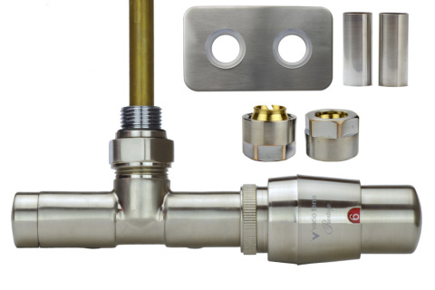 Zawór termostatyczny zespolony 50mm UNICO nikiel szlifowany prawy Cu All in One Zawór termostatyczny zespolony 50mm UNICO nikiel szlifowany prawy Cu All in One