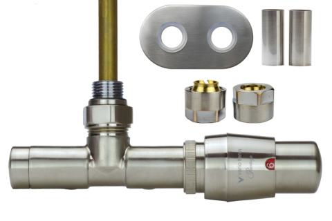 Zawór termostatyczny zespolony 50mm UNICO nikiel szlifowany prawy Cu All in One Zawór termostatyczny zespolony 50mm UNICO nikiel szlifowany prawy Cu All in One
