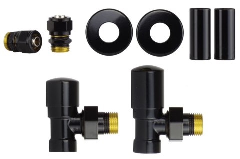 Zawór regulacyjny kątowy SWING czarny błyszczący All in One Pex 16mm Zawór regulacyjny kątowy SWING czarny błyszczący All in One Pex 16mm