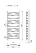 Grzejnik Łezka 3DX 540/1205 mm łazienkowy dekoracyjny czarny strukturalny