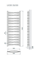 Grzejnik Łezka 3DX 540/1435 mm łazienkowy dekoracyjny czarny strukturalny