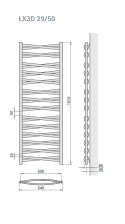 Grzejnik Łezka 3DX 540/1540 mm łazienkowy dekoracyjny biały mat