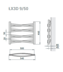 Grzejnik Łezka 3DX 540/460 mm łazienkowy dekoracyjny biały mat