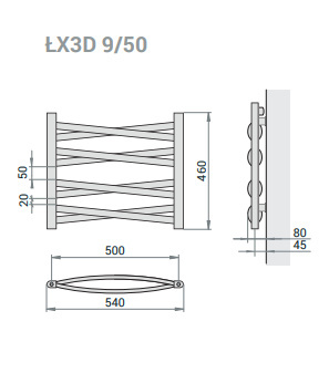 Grzejnik Łezka 3DX 540/460 mm łazienkowy dekoracyjny biały mat Grzejnik Łezka 3DX 540/460 mm łazienkowy dekoracyjny biały mat