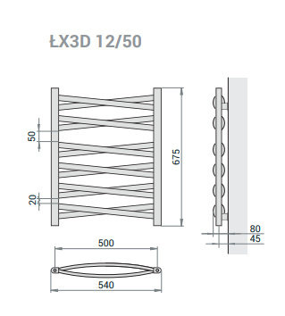 Grzejnik Łezka 3DX 540/675 mm łazienkowy dekoracyjny biały mat Grzejnik Łezka 3DX 540/675 mm łazienkowy dekoracyjny biały mat