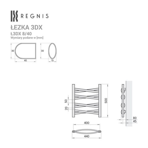 Grzejnik Łezka 3DX 440/460 mm łazienkowy dekoracyjny czarny strukturalny Grzejnik Łezka 3DX 440/460 mm łazienkowy dekoracyjny czarny strukturalny